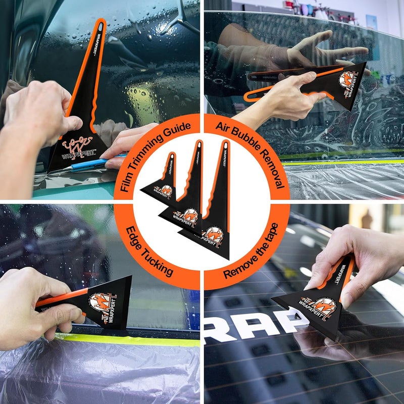 WRAPXPERT Window Tint Tools,3 Pack Window Tint Squeegee Triangle Contour, 3 Different Sizes Tinting Tools for Window, Mirror,Front Windows Rear Glass, Auto Car Glass Film Installation - Image 4